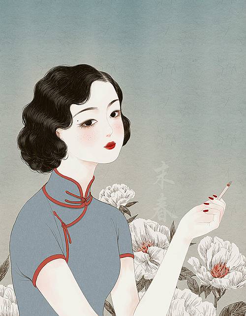 獨(dú)特中國美，最美插畫，膚如凝脂珠圓玉潤民國