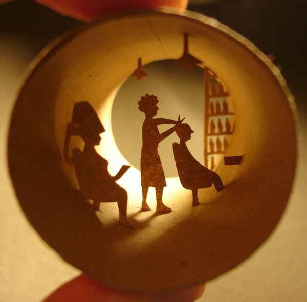 剪紙藝術(shù)，紙杯里的時(shí)光