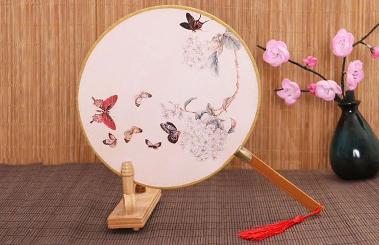 古風(fēng)系列圖案的福連文苑復(fù)古團扇