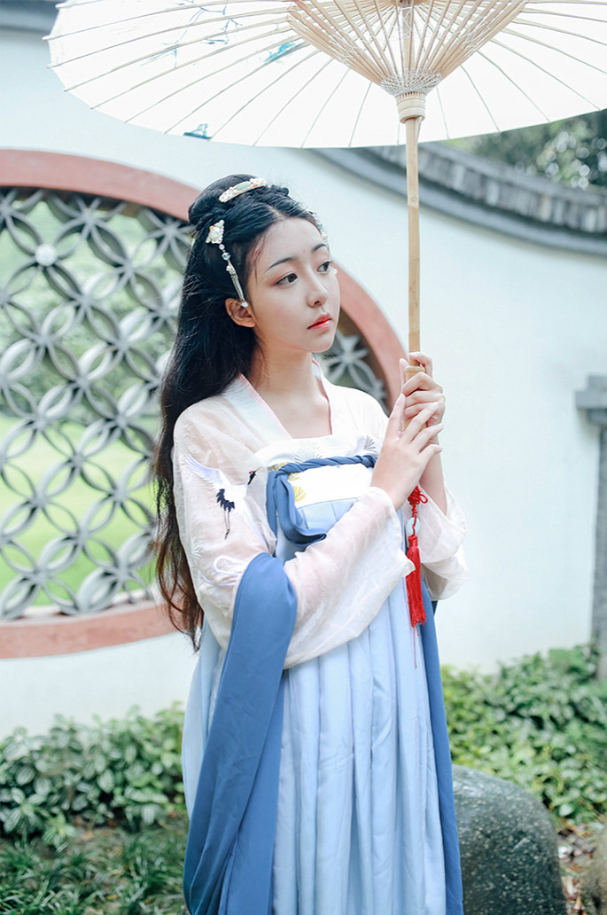 簡約版對(duì)襟上襦齊胸襦裙?jié)h服