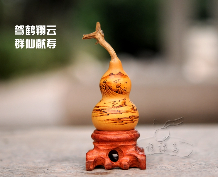 福連文苑古典山水手工烙畫葫蘆工藝品