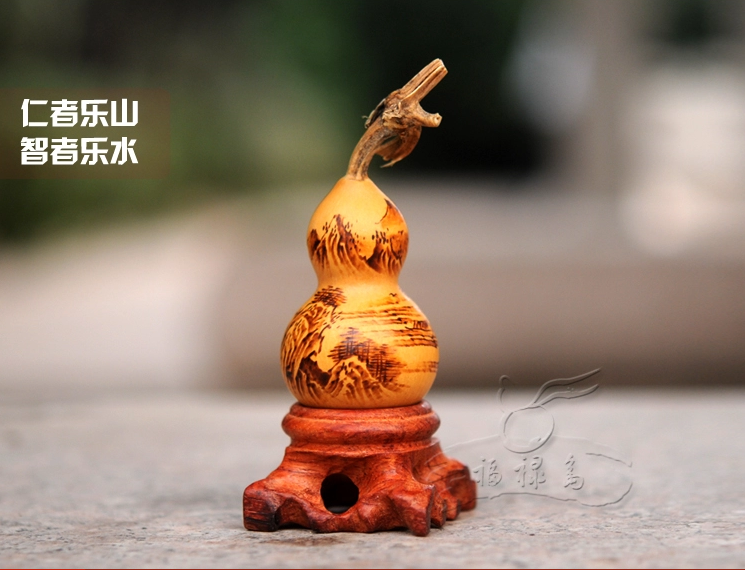 福連文苑古典山水手工烙畫葫蘆工藝品