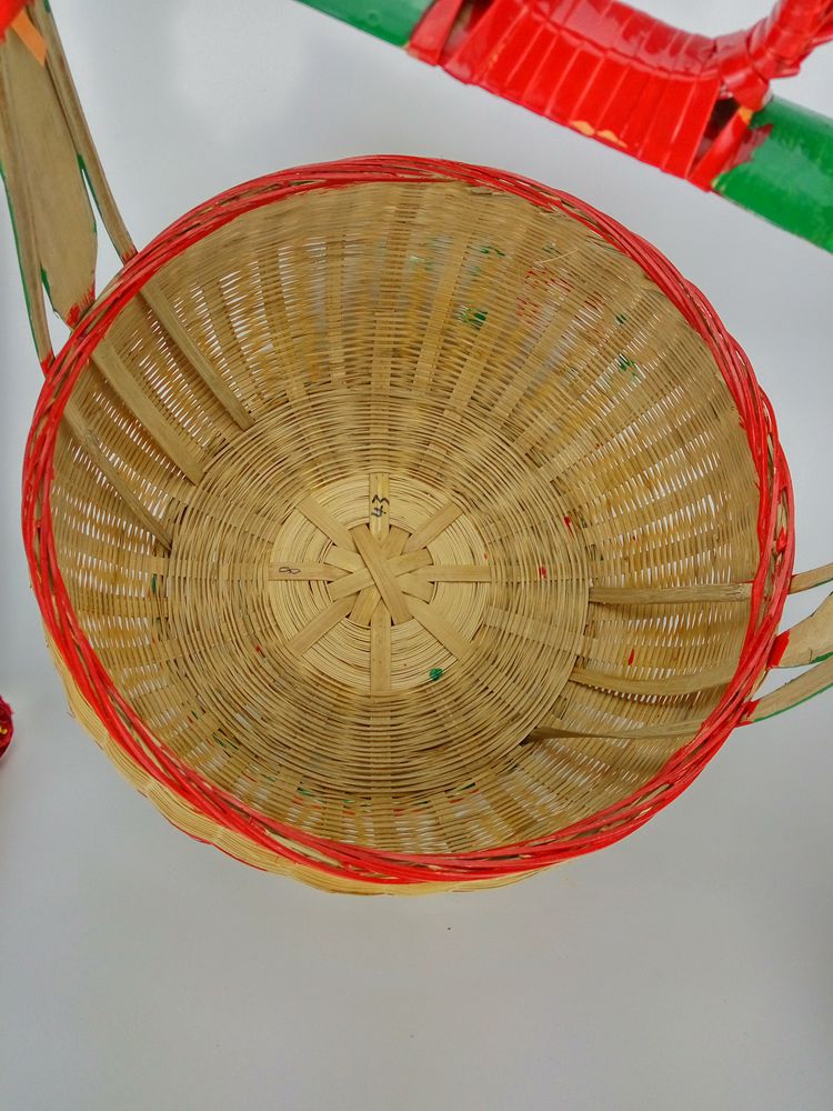 手工竹編竹籃，手繪彩繪禮品籃