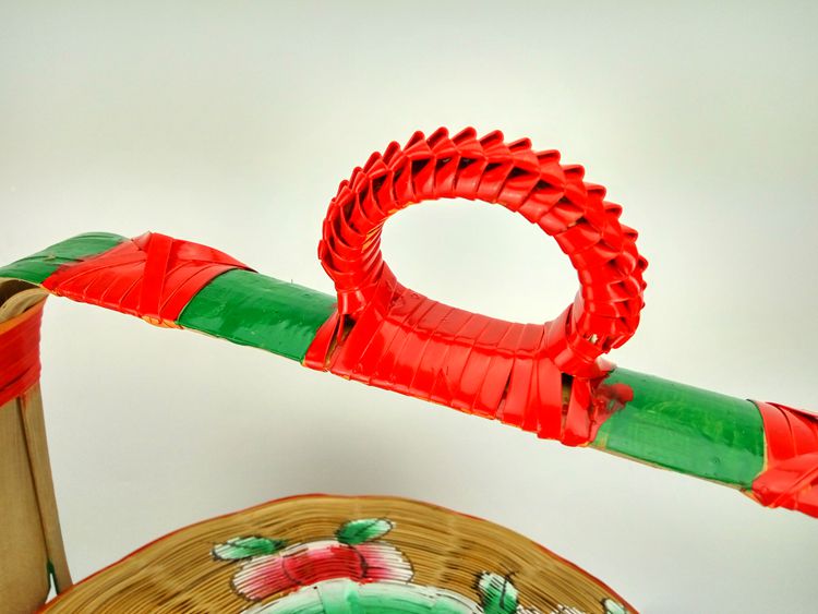 手工竹編竹籃，手繪彩繪禮品籃