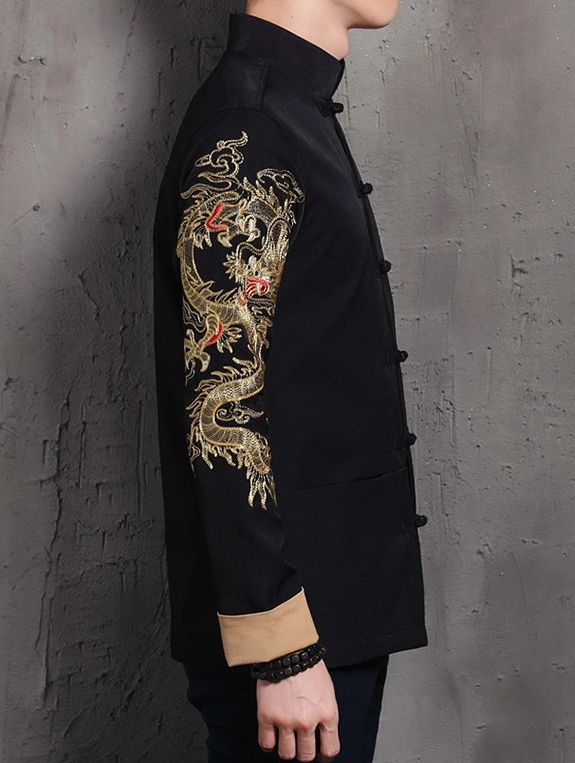 個(gè)性刺繡福連文苑唐裝