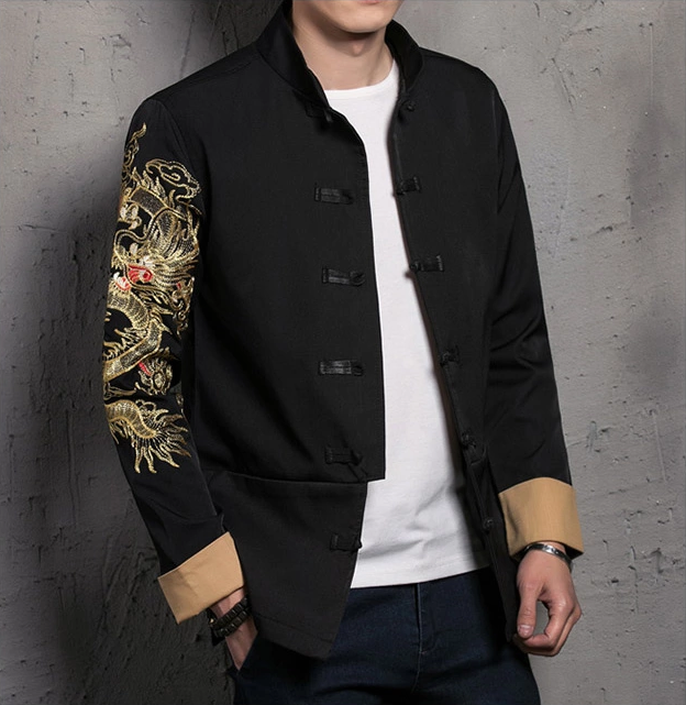 個(gè)性刺繡福連文苑唐裝