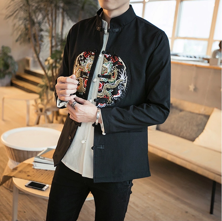 龍紋刺繡福連文苑唐裝