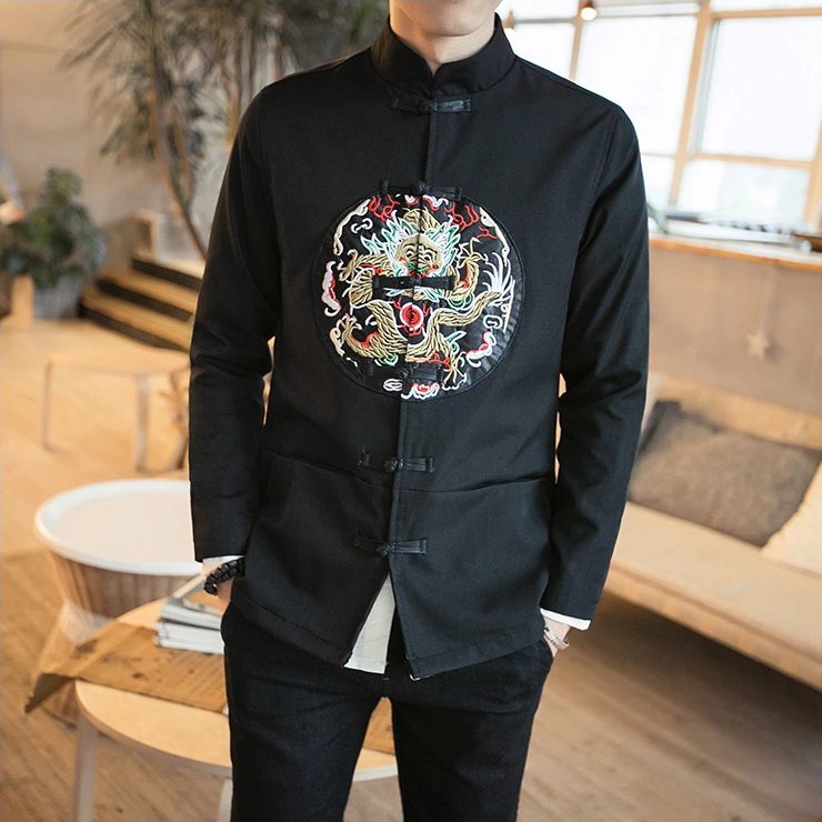 龍紋刺繡福連文苑唐裝