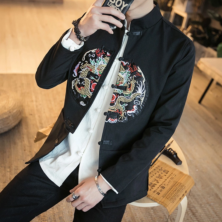 龍紋刺繡福連文苑唐裝