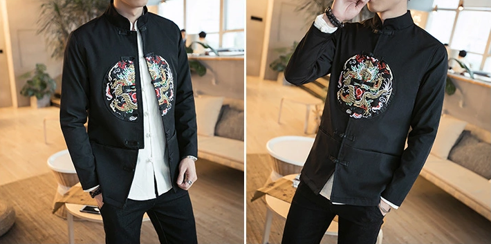 龍紋刺繡福連文苑唐裝