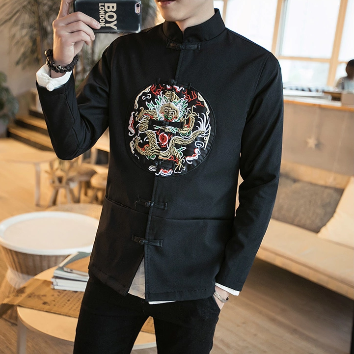 龍紋刺繡福連文苑唐裝