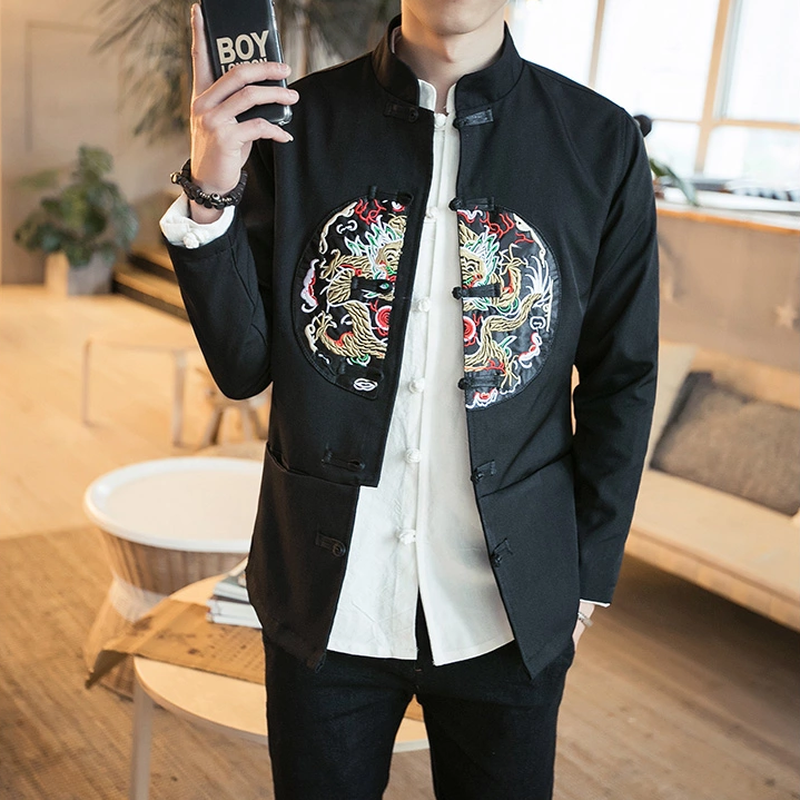 龍紋刺繡福連文苑唐裝