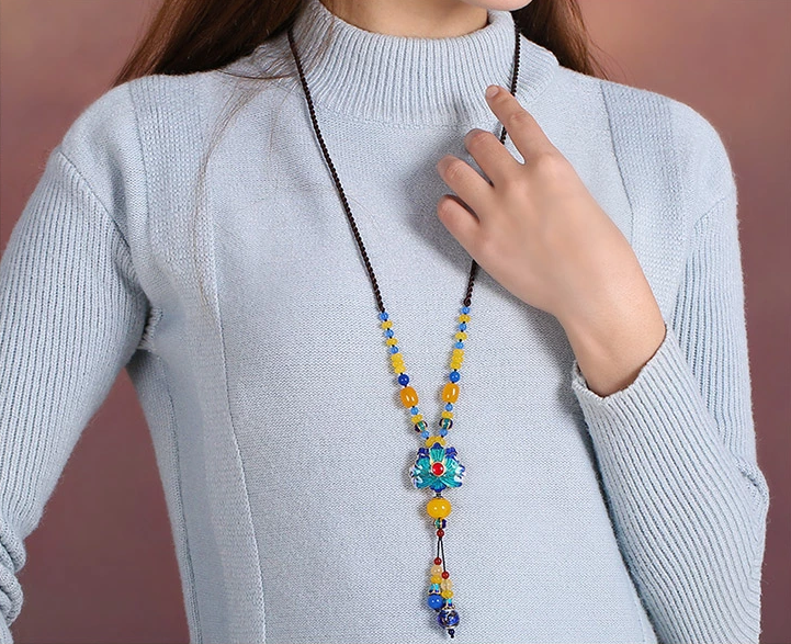 福連文苑吊墜瑪瑙配飾長款項(xiàng)鏈掛飾