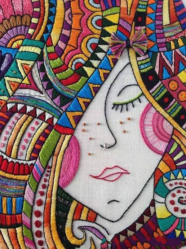 美的讓人無(wú)法呼吸，唯美刺繡圖案圖片