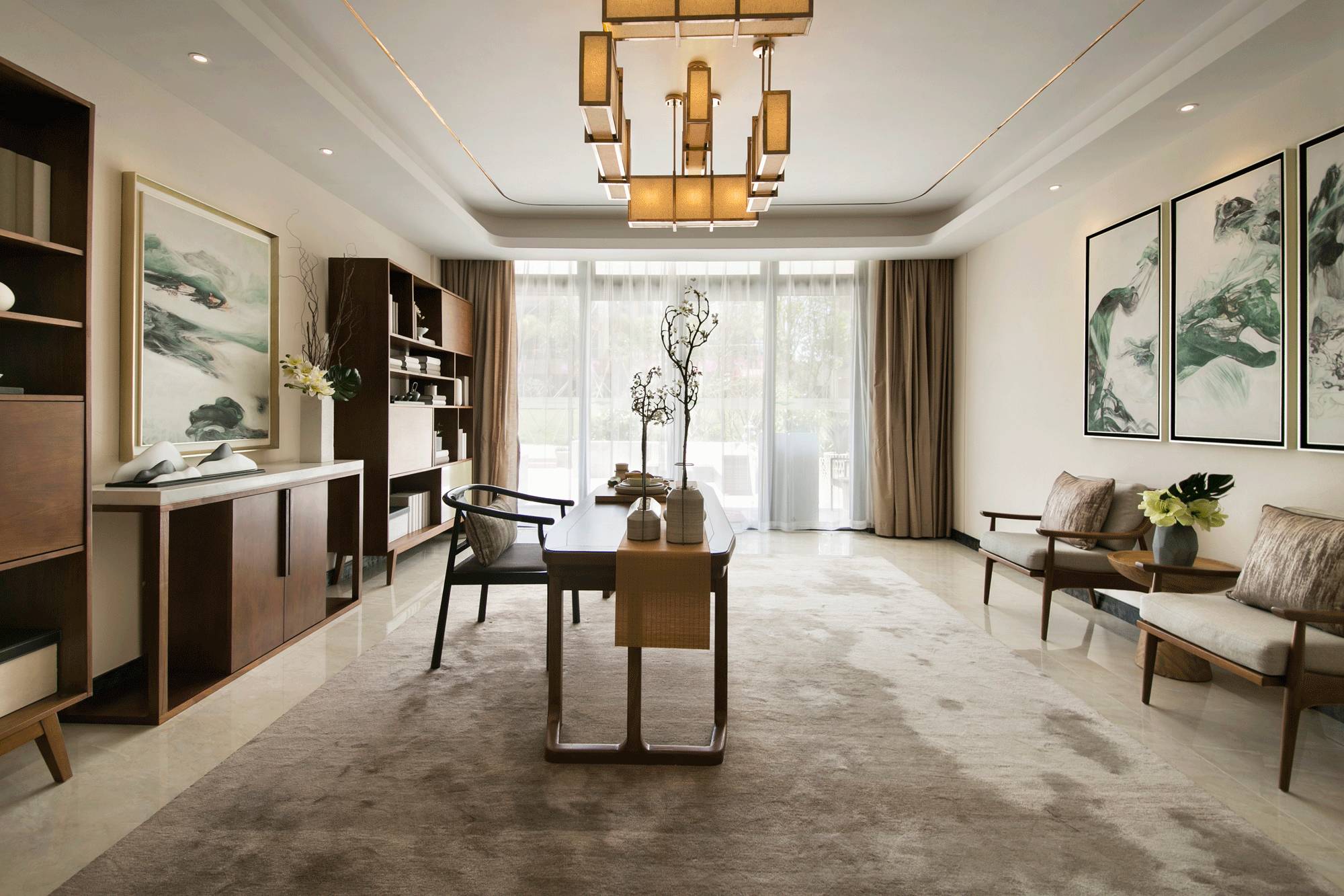 茶·時(shí)光的故事，290㎡典雅新中式裝修設(shè)計(jì)