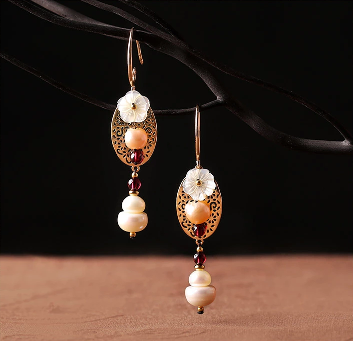 福連文苑手工耳環(huán)民族風(fēng)珍珠耳環(huán)