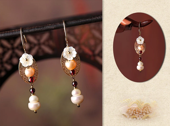 福連文苑手工耳環(huán)民族風(fēng)珍珠耳環(huán)