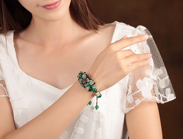 復(fù)古福連文苑琉璃瑪瑙手工編織手串手鏈