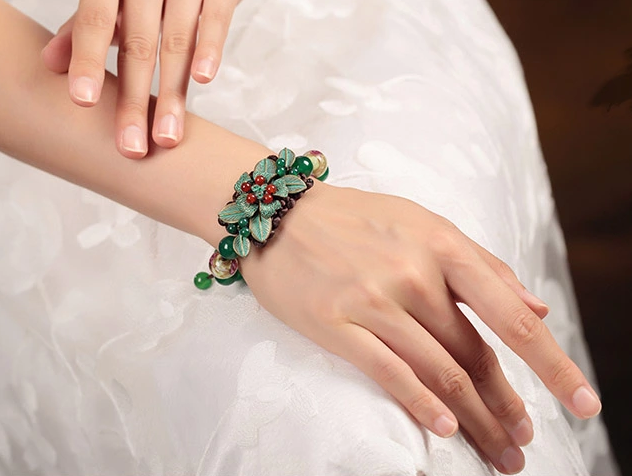 復(fù)古福連文苑琉璃瑪瑙手工編織手串手鏈