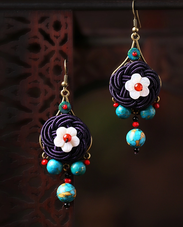 福連文苑手工耳環(huán)民族風(fēng)編織耳環(huán)