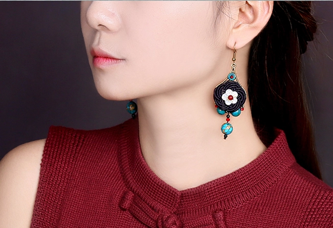 福連文苑手工耳環(huán)民族風(fēng)編織耳環(huán)