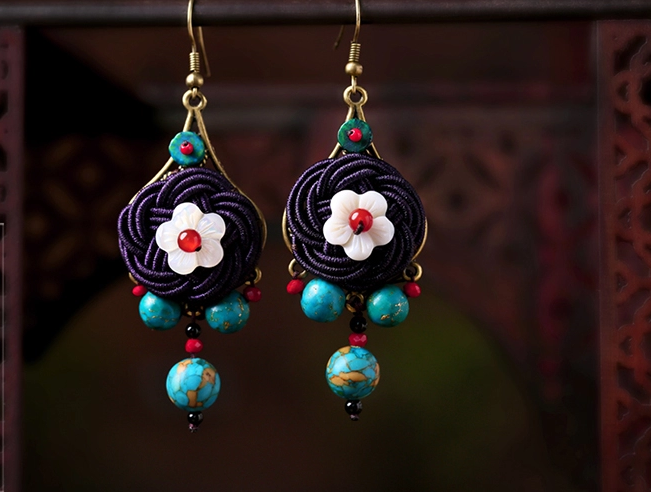 福連文苑手工耳環(huán)民族風(fēng)編織耳環(huán)