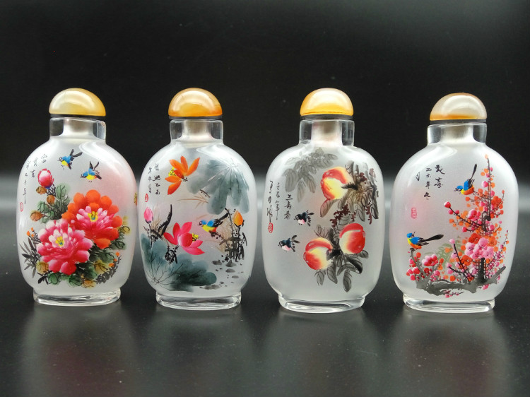 花鳥(niǎo)四件套純手工內(nèi)畫(huà)鼻煙壺