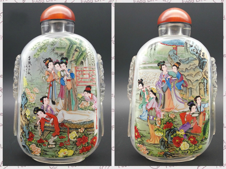 手工工藝水晶雕刻獸頭純手繪內畫鼻煙壺