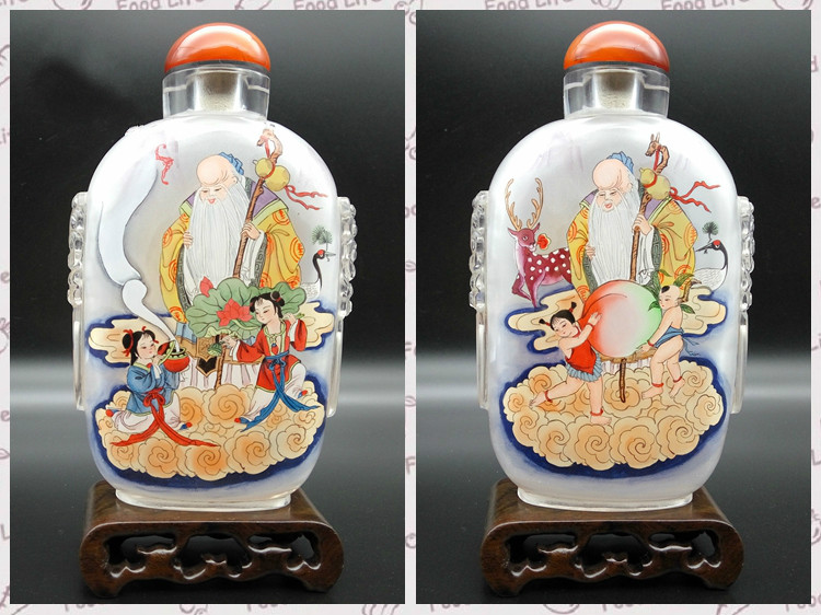 手工工藝水晶雕刻獸頭純手繪內畫鼻煙壺