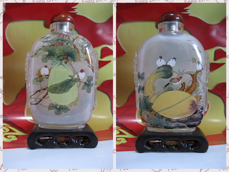 手工工藝水晶雕刻獸頭純手繪內(nèi)畫鼻煙壺