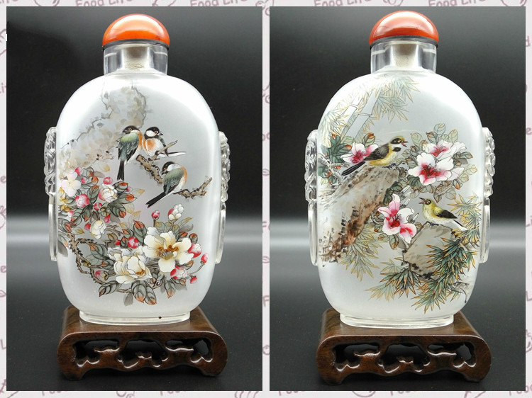 手工工藝水晶雕刻獸頭純手繪內畫鼻煙壺