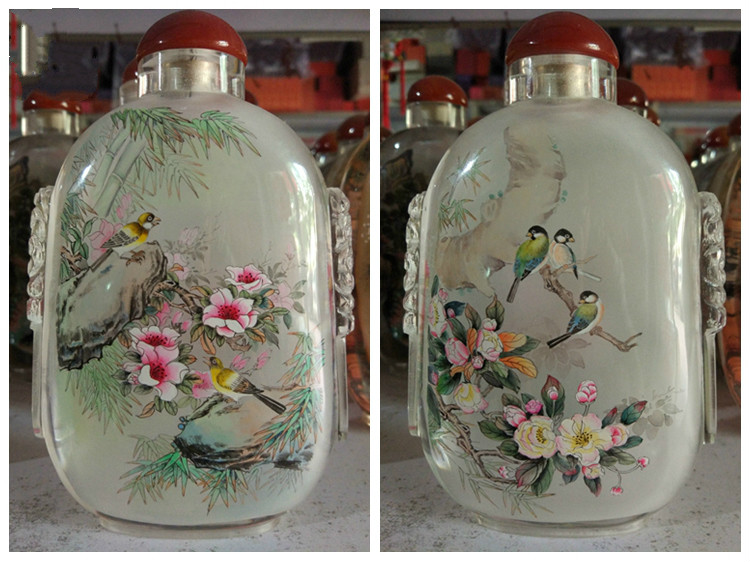 手工工藝水晶雕刻獸頭純手繪內畫鼻煙壺