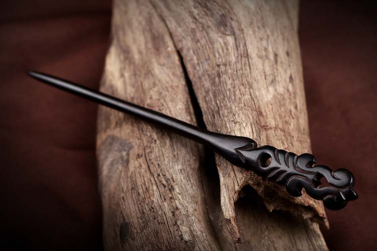 手工復(fù)古典福連文苑黑檀木發(fā)簪木質(zhì)簪子