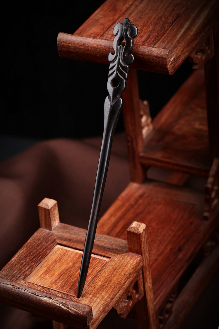 手工復(fù)古典福連文苑黑檀木發(fā)簪木質(zhì)簪子