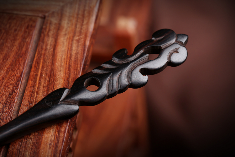 手工復(fù)古典福連文苑黑檀木發(fā)簪木質(zhì)簪子