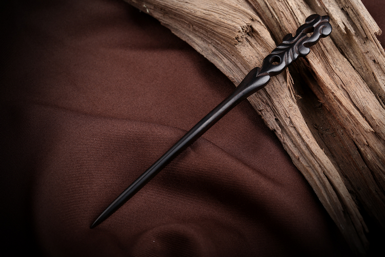 手工復(fù)古典福連文苑黑檀木發(fā)簪木質(zhì)簪子