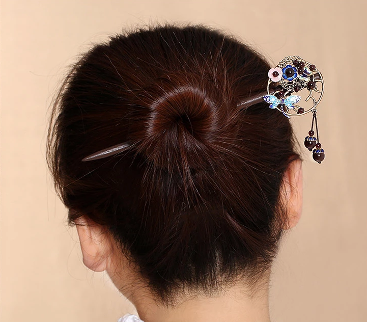 福連文苑石榴石古典木簪子頭飾