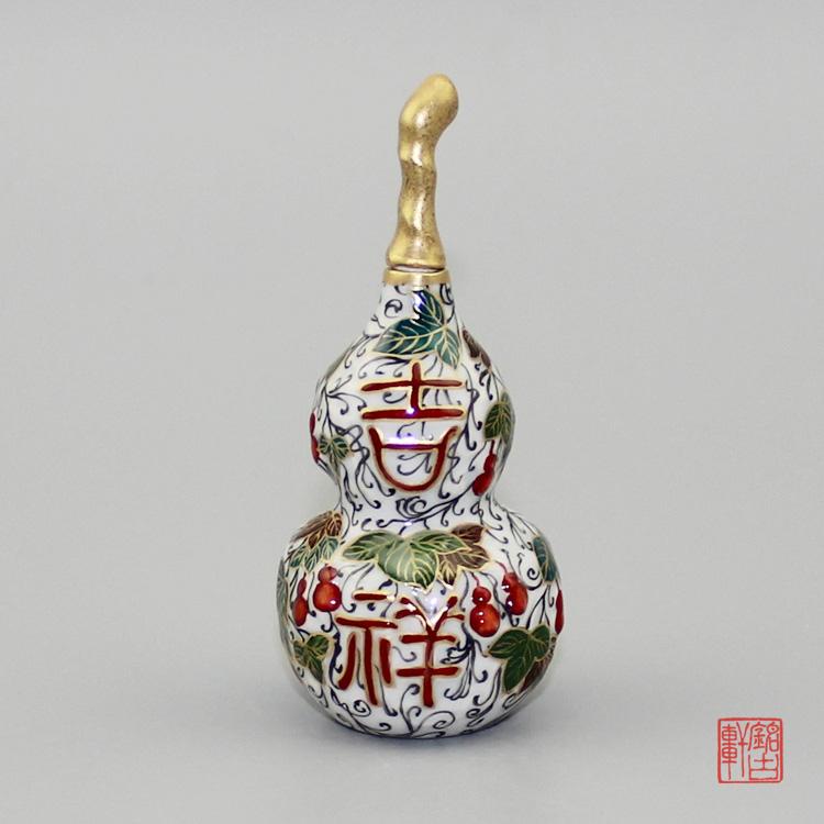 手工描金粉彩葫蘆陶瓷鼻煙壺八卦葫蘆工藝品
