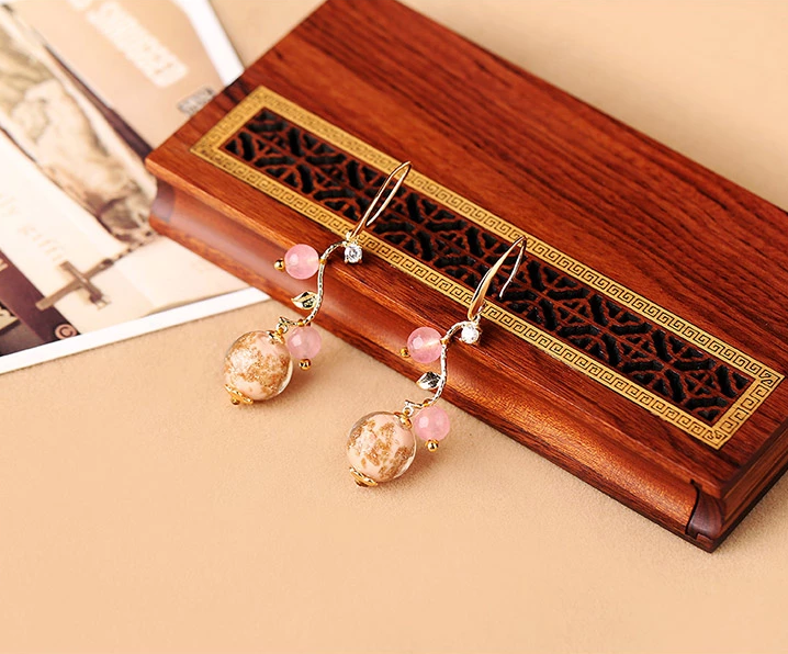 福連文苑古典氣質(zhì)琉璃耳墜超仙耳環(huán)