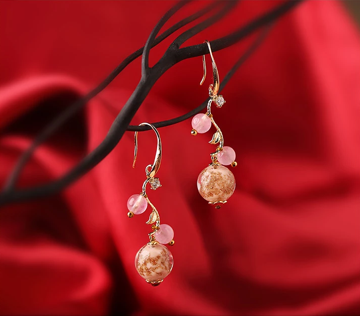 福連文苑古典氣質(zhì)琉璃耳墜超仙耳環(huán)