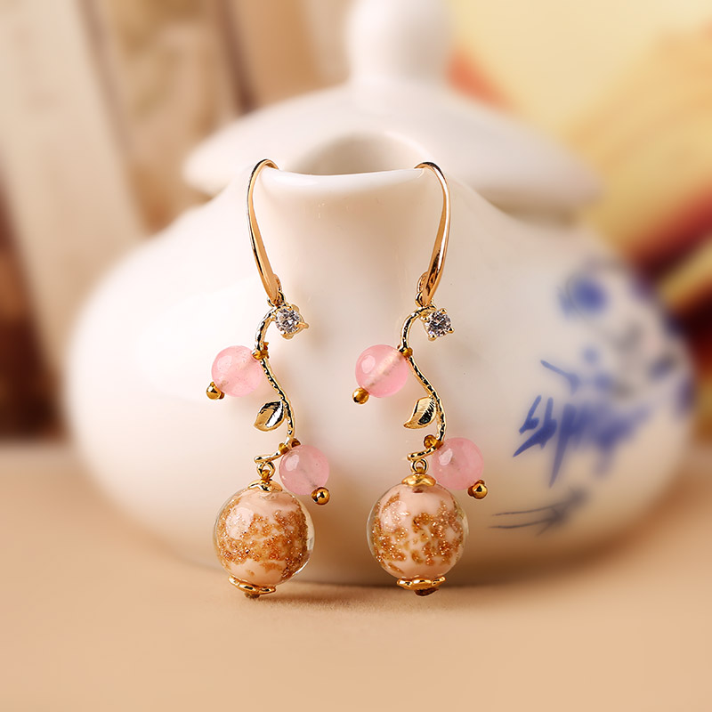 福連文苑古典氣質(zhì)琉璃耳墜超仙耳環(huán)