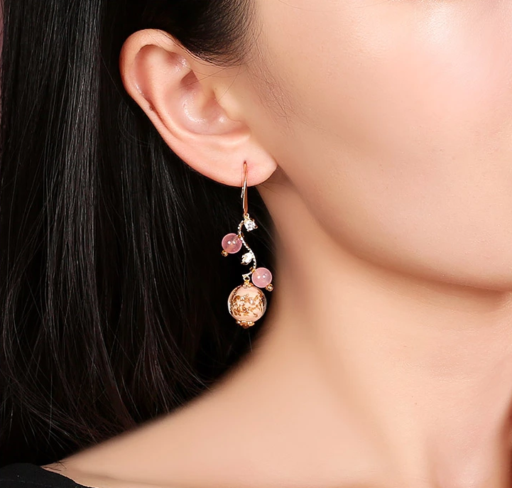 福連文苑古典氣質(zhì)琉璃耳墜超仙耳環(huán)