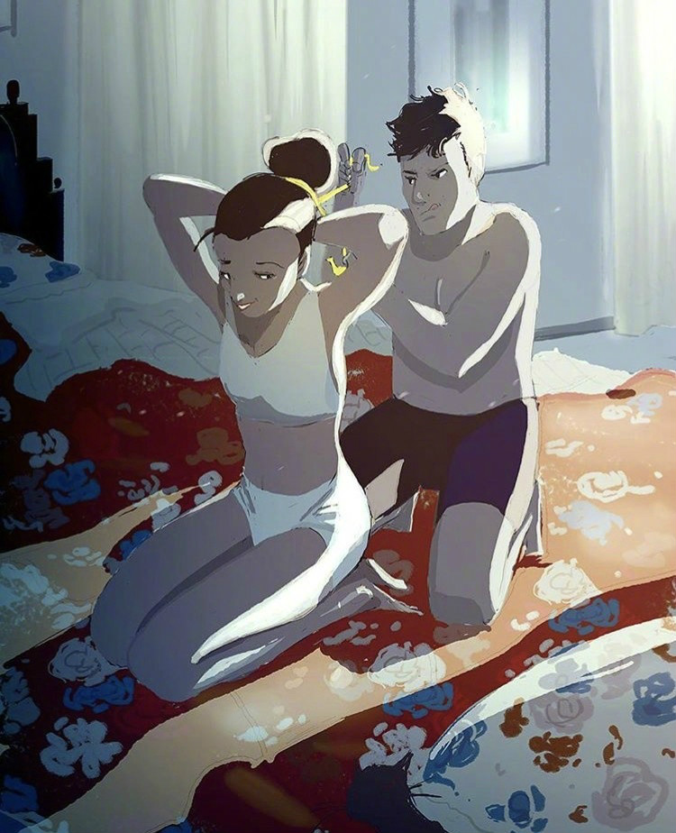 兩個人的時光，唯美插畫