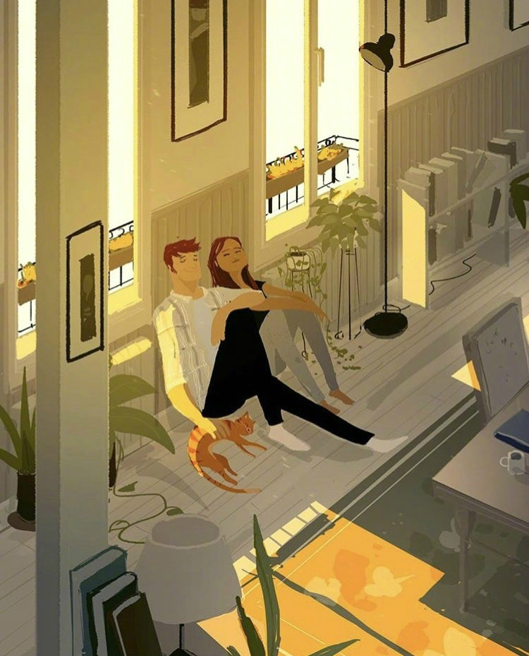 兩個人的時光，唯美插畫