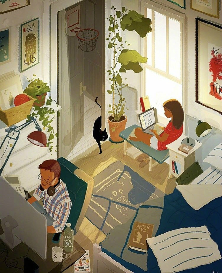 兩個人的時光，唯美插畫