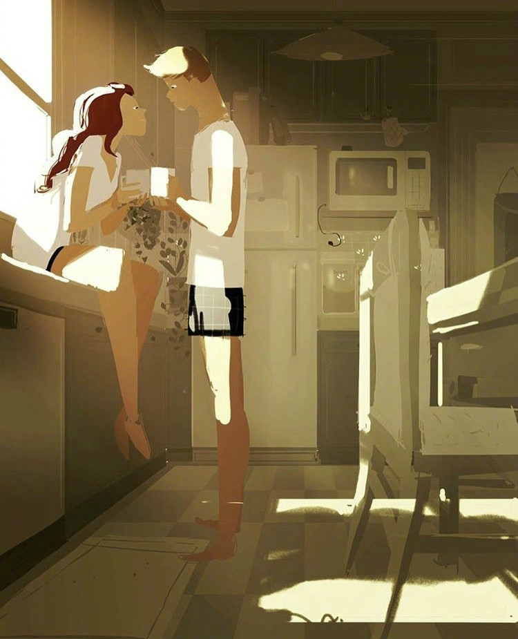 兩個人的時光，唯美插畫