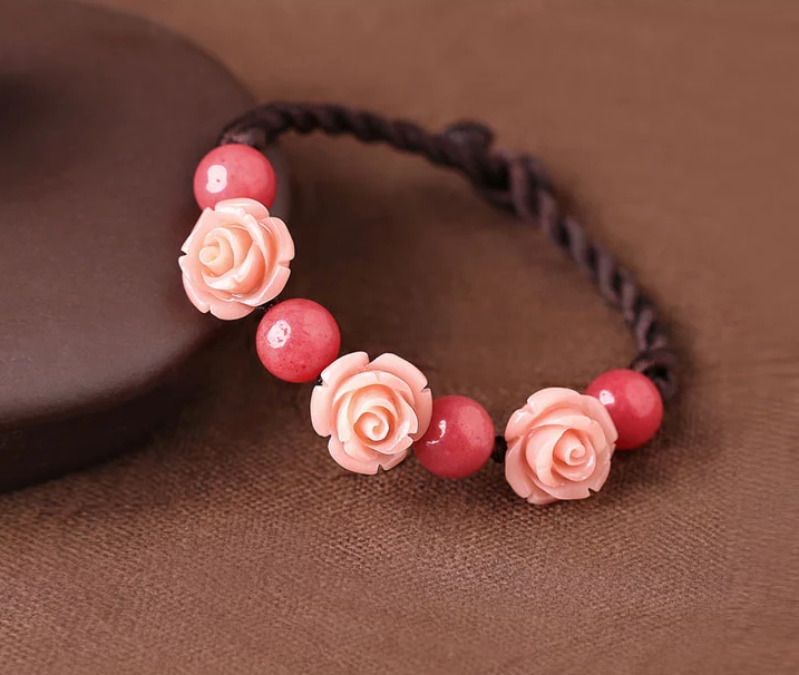 福連文苑手工編織玫瑰花手鏈