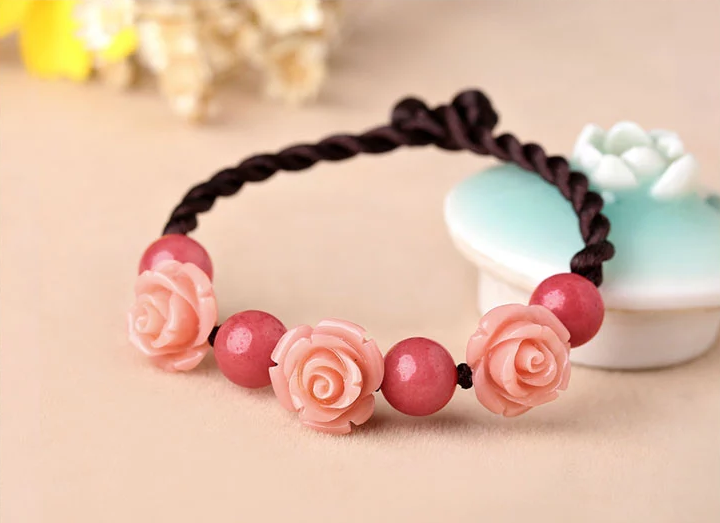 福連文苑手工編織玫瑰花手鏈
