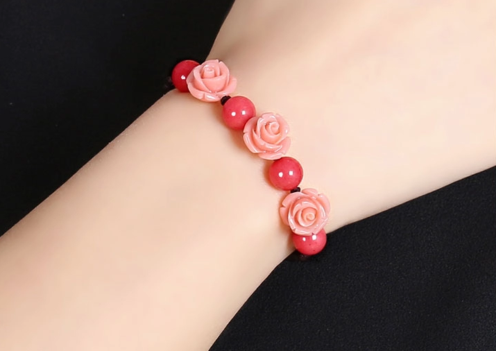 福連文苑手工編織玫瑰花手鏈