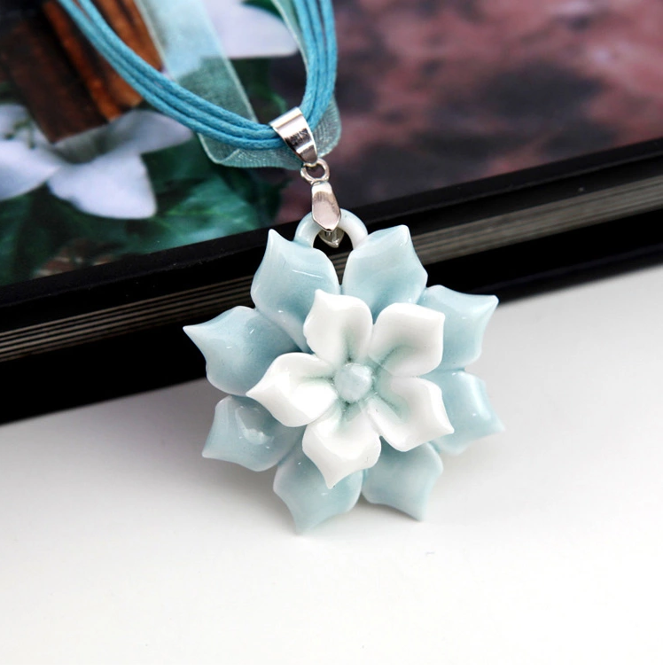 古風(fēng)白袂青衫福連文苑手工陶瓷項(xiàng)鏈
